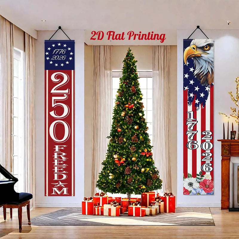 American Independence Day 250th Anniversary Flag Banners - Eagle & US Flag Decor
