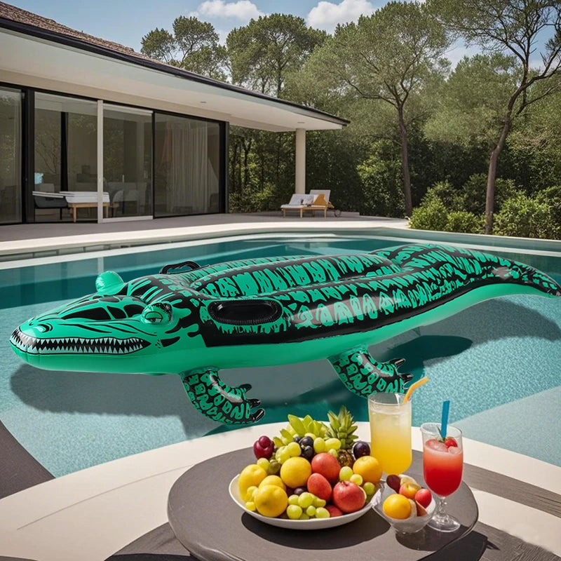 Crocodile Inflatable Pool Float with Handles - Adventure-Ready Summer Ride-On