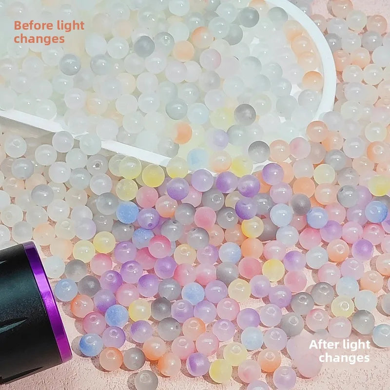 UV Color Changing Glass Beads for Jewelry Making - 50PCS Jade-Like Loops