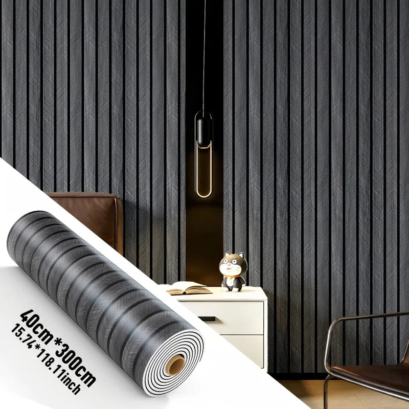 Self-Adhesive Wood Grain Wall Panels - Waterproof 3D Grille Stickers for Home Decor
