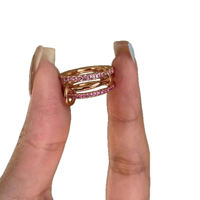 Pink Diamond Gold Ring - Personalized High-End Versatile Jewelry