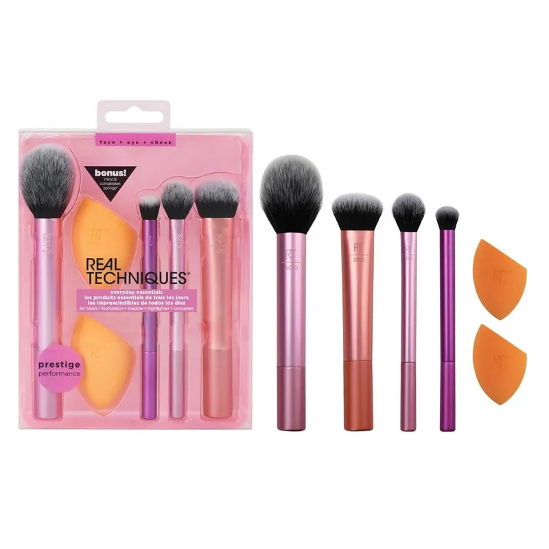 6-Piece Makeup Brush Set with Sponges for Face & Eyes - Travel Gift