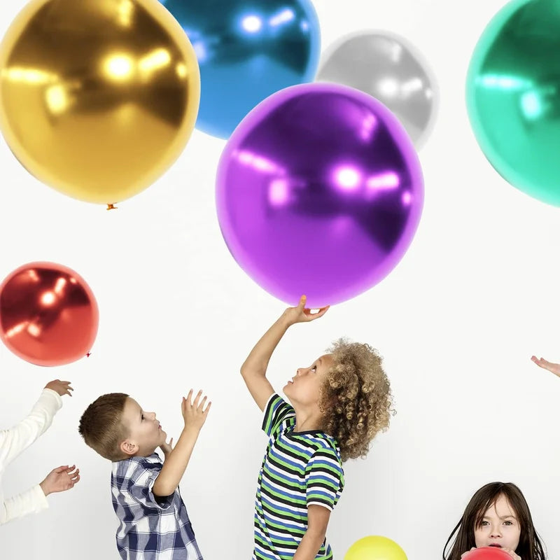 18-Inch Metallic Latex Balloons for Party Decorations - Gold, Silver & More