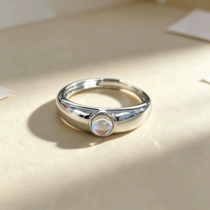 Moonstone Adjustable Finger Ring for Women Girl Jewelry Gift Party Daily