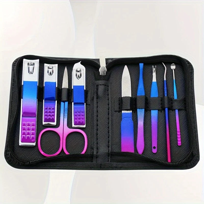 Professional Stainless Steel Manicure & Pedicure Kit with Travel Case - 9-18 Tools