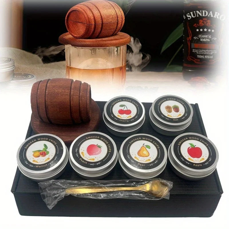 Whiskey Smoker Infuser Kit with Wood Chips - Premium Cocktail Set for Bourbon Drinks, Multiple Flavors, Men’s Gift