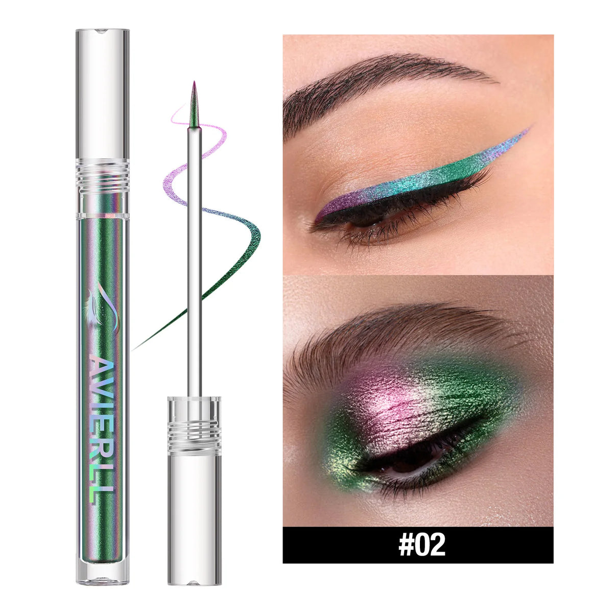 Multichrome Glitter Eyeliner Pen - Shiny Metallic Liquid Eye Makeup, 6 Color Options