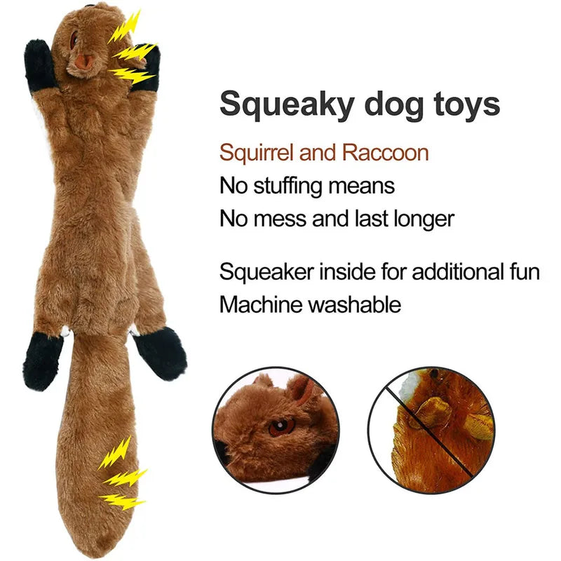 Durable Plush Dog Toy with Squeakers and Crinkle Sound - No Stuffing, Chewable Pet Toy