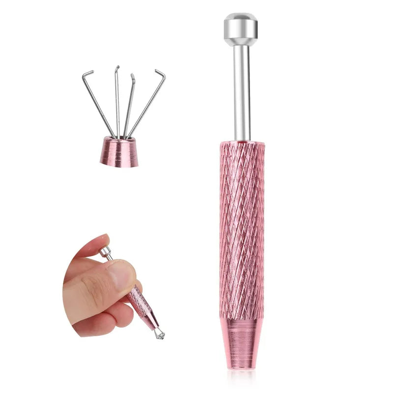 4 Claw Pick Up Tool Beads Gem Prong Holder Stainless Steel Body Piercing Assistance