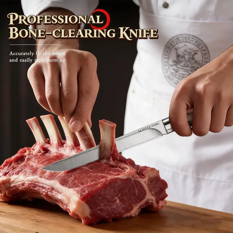 Multi-Piece Meat Cutting Knife Set with Ultra-Sharp Blades - M390 Stainless Steel