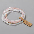 Multi-Color Faceted Glass Beads Stretch Bracelets Set for Women - Handmade Jewelry