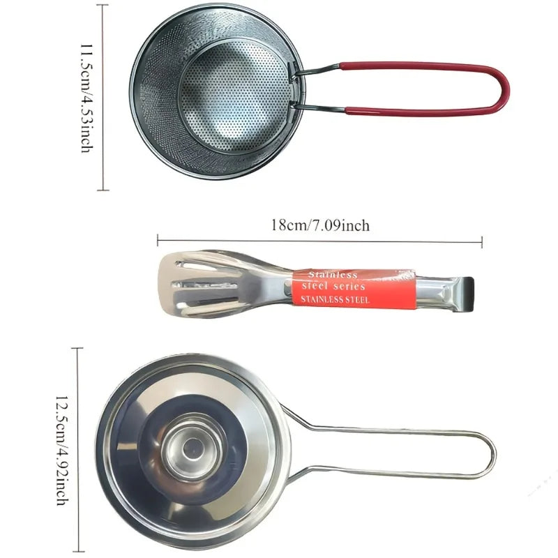 Stainless Steel Fryer Basket with Filter & Tongs - Multipurpose Kitchen Tool