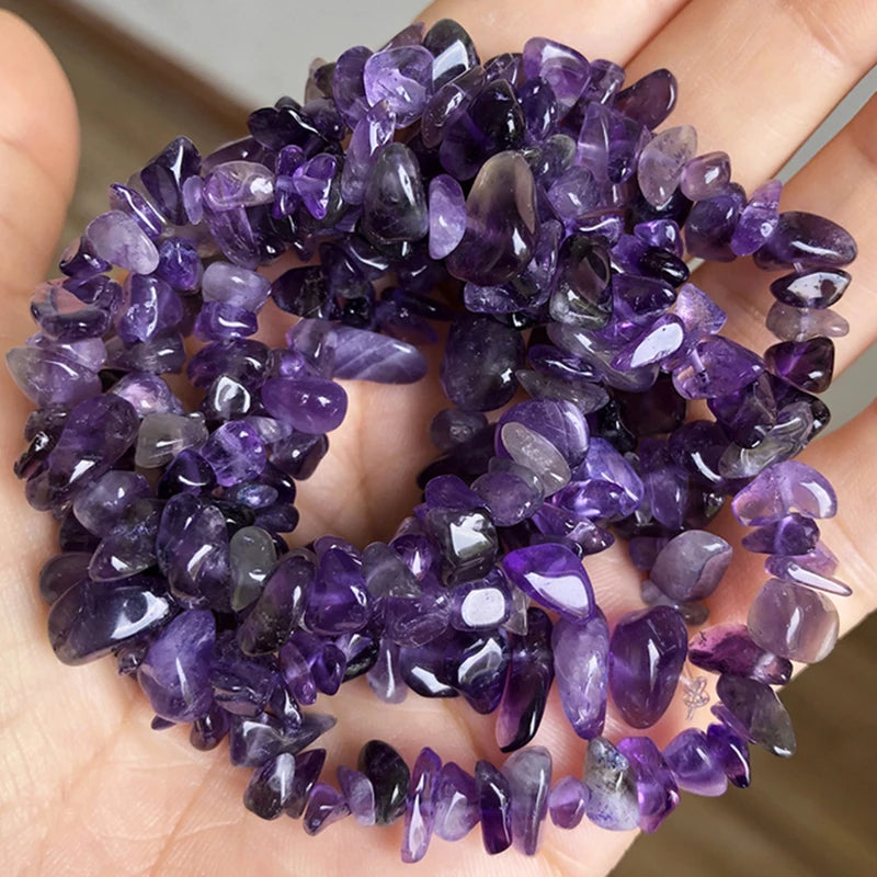 Natural Stone Irregular Amethyst Chips Beads for Jewelry Making - 16 Inch Loose Spacer Gravel