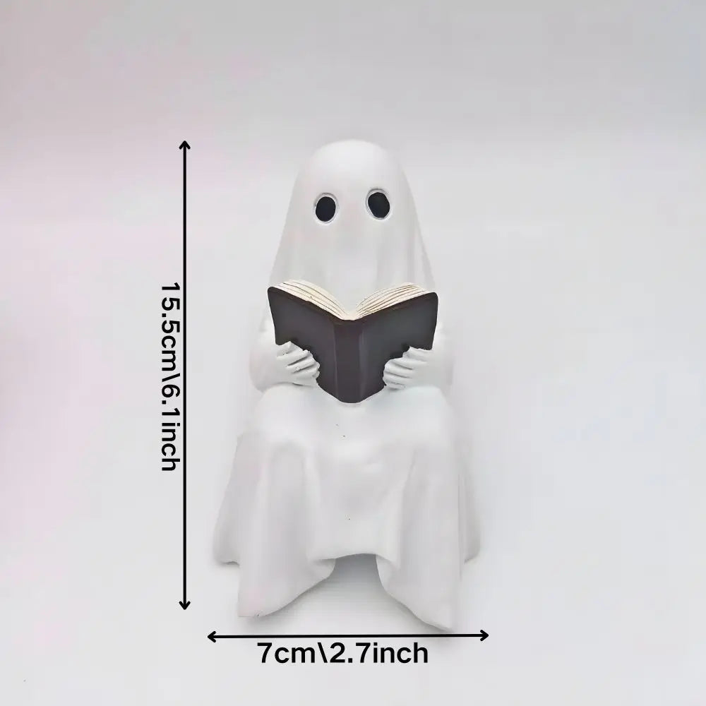 Halloween Ghost Reading Statue Ornament for Home & Holiday Decor