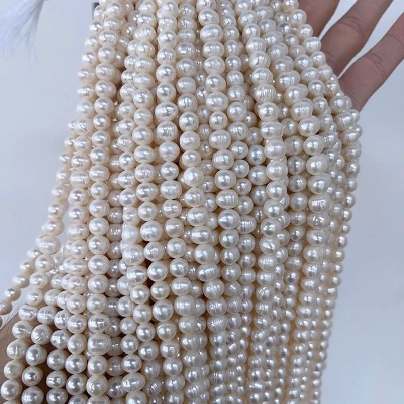 Natural Freshwater Pearl Beads for Jewelry Making - 7-8mm Round Isolated Wholesale DIY Necklace & Bracelet Supplies