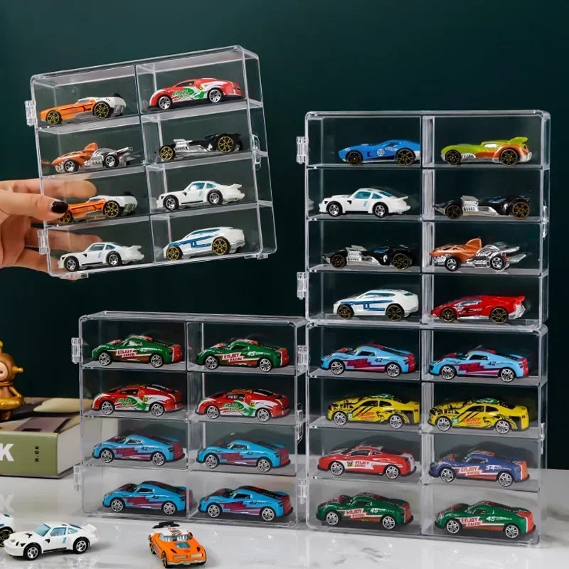 Acrylic Car Display Box 1:64 Scale for Hot Wheels Model Cars - 8 Grid Dustproof Storage