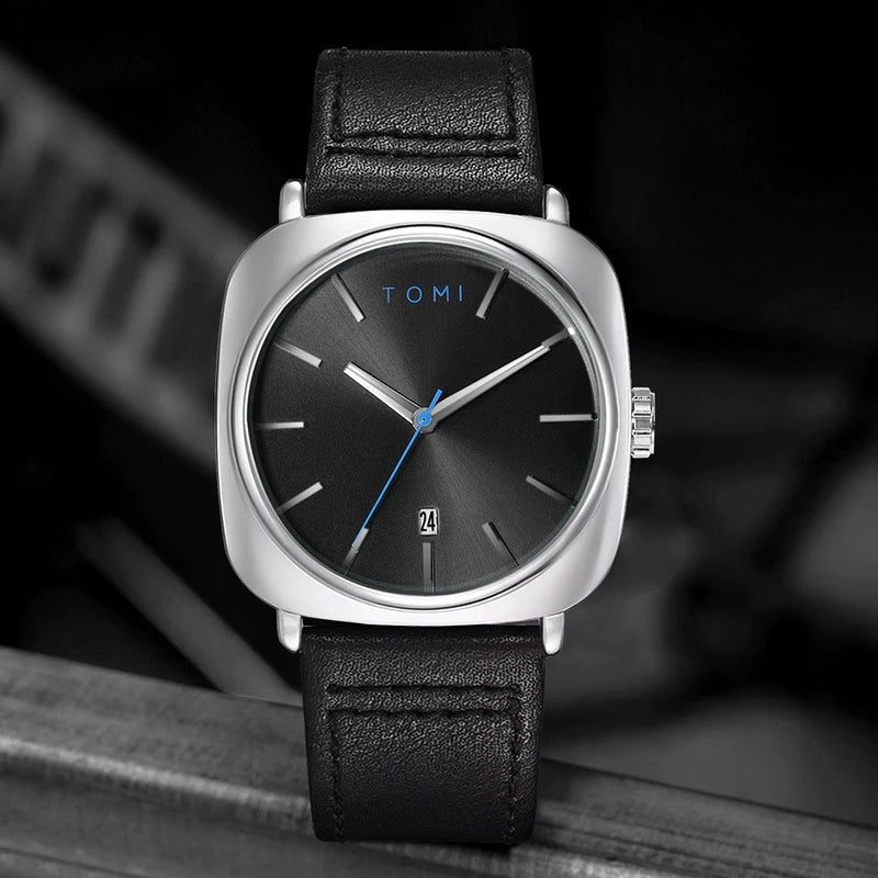 Men's Minimalist Business Square Disc Watch - Elegant Quartz Timepiece