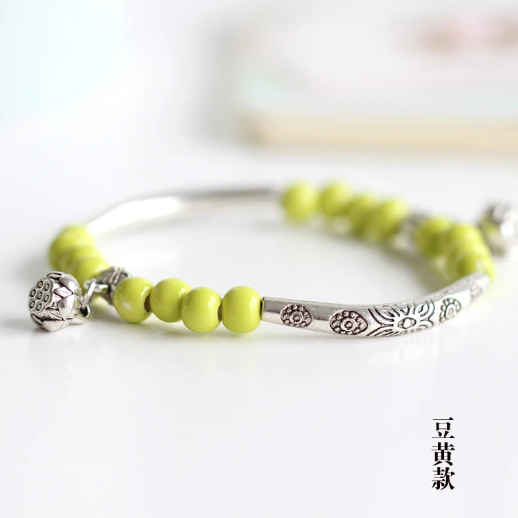 Handmade Ceramic Bracelet for Women and Girls, Retro Fashion Jewelry, Wholesale Gift