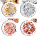 Professional Nail Art Foil and Glitter Sheets Set - Gold Silver Copper Flakes & Sequins Bulk Pack