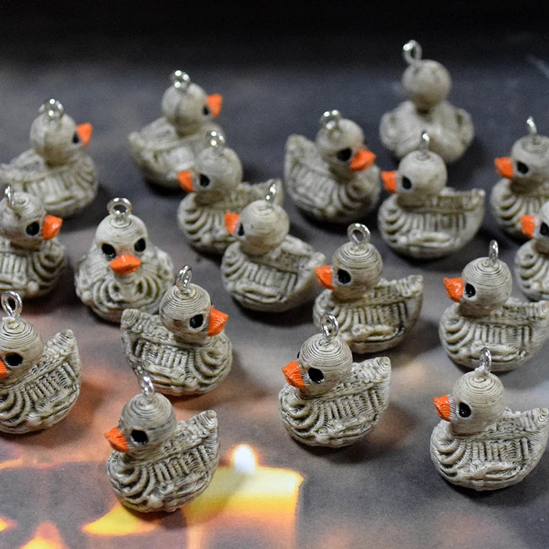 10pcs Halloween Skeleton Duck Resin Charm Earrings Necklace Bracelet Jewelry Making Supplies