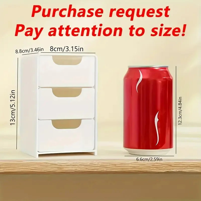 3-Tier Plastic Cosmetic Storage Box Organizer with Drawers for Jewelry & Office Supplies