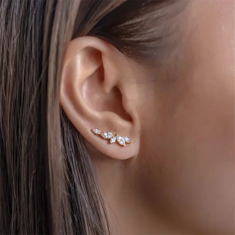 Dainty Crystal Cubic Zirconia Stud Earrings for Women - Stylish Drop Jewelry