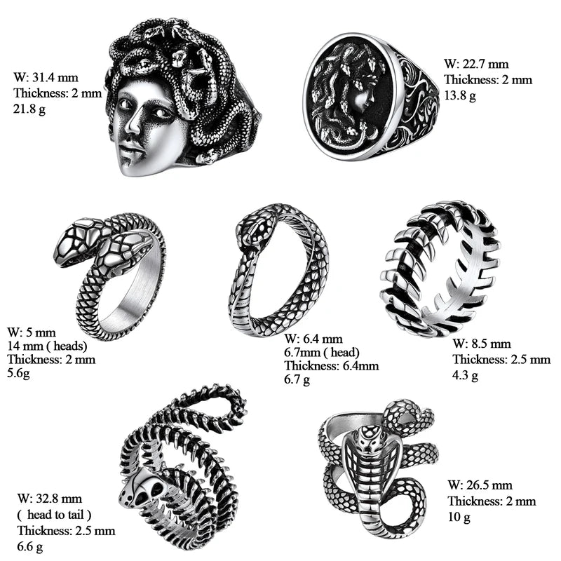 Snake Ring for Men & Women - Gothic Ouroboros Serpent Stainless Steel Jewelry