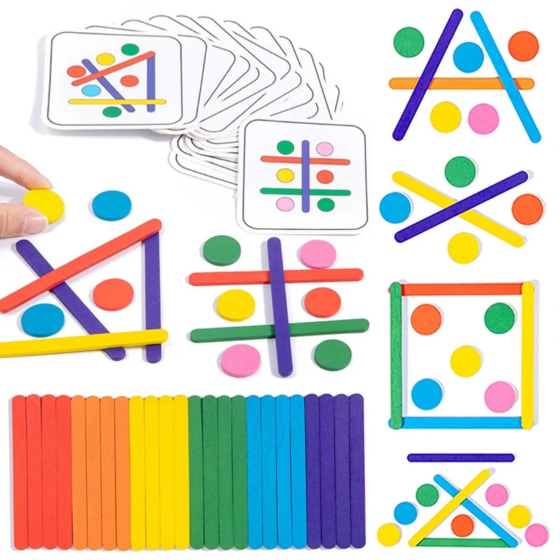Kids Rainbow Wooden Puzzle Montessori Sensory Toy for Logical Thinking & Matching