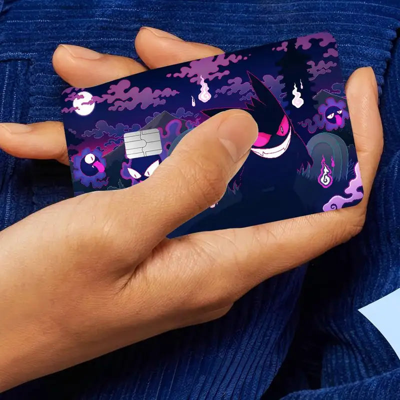 Anime G-Gengar Cartoon Credit Card Stickers Waterproof Skin Set for Bank and Metro Cards