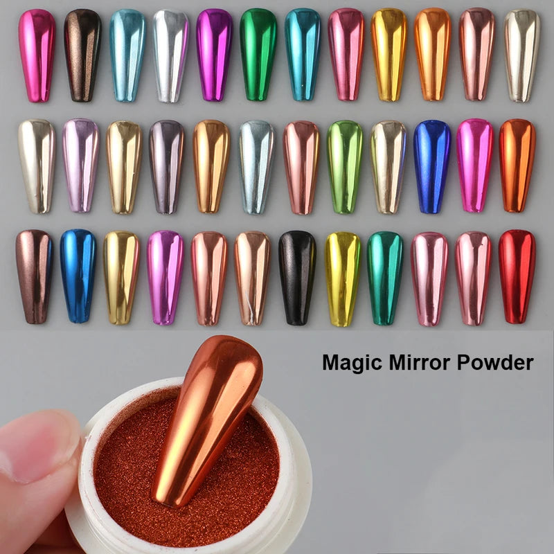 Magnetic Nail Powder Set with Colorful Chrome Pigments for Manicure & Nail Art