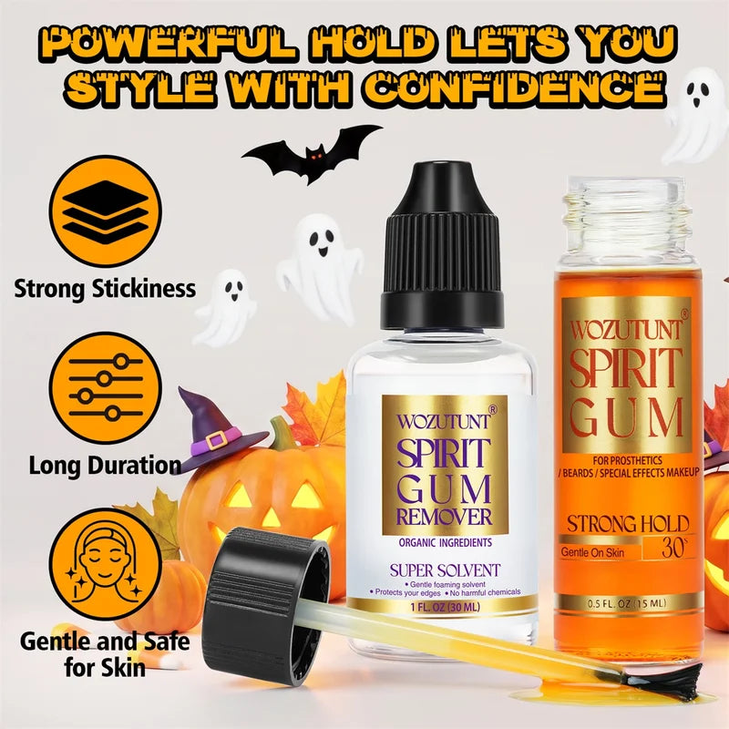 Halloween Makeup Kit with Scar Wax, Spirit Gum, Prosthetic, and Remover - Cosplay & Party