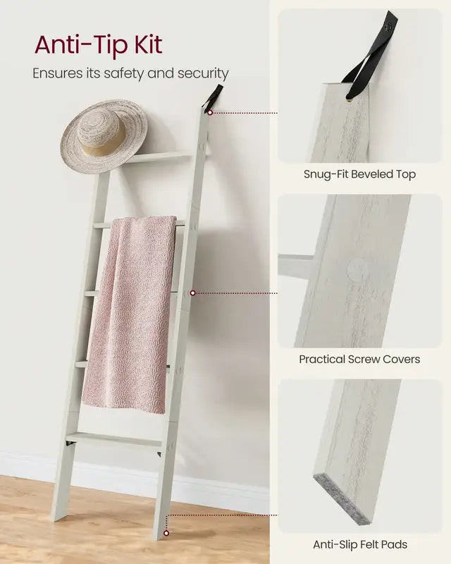 5-Tier Farmhouse Blanket Ladder Storage & Decor Rack for Living Room