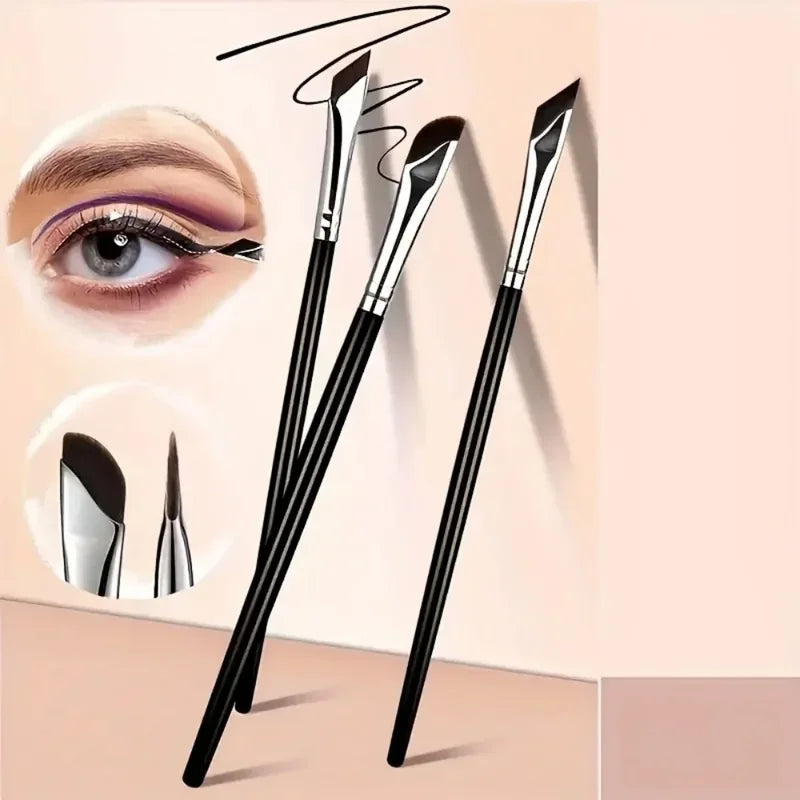 Eyeliner Brush Set for Eye and Brow Makeup - Slanted Thin Blade, Beginner Cosmetic Tools