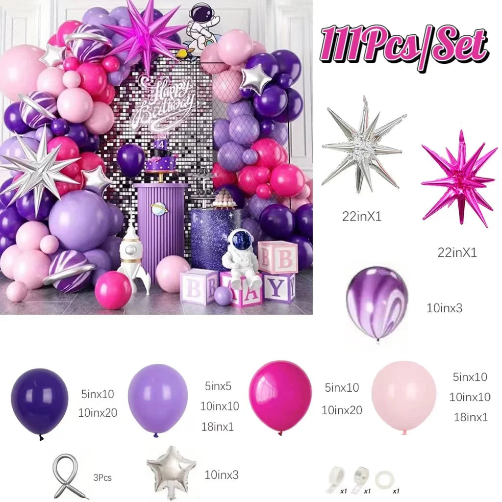 Hot Pink Purple Latex Balloons Garland Arch Kit - Indoor & Outdoor Party Decor