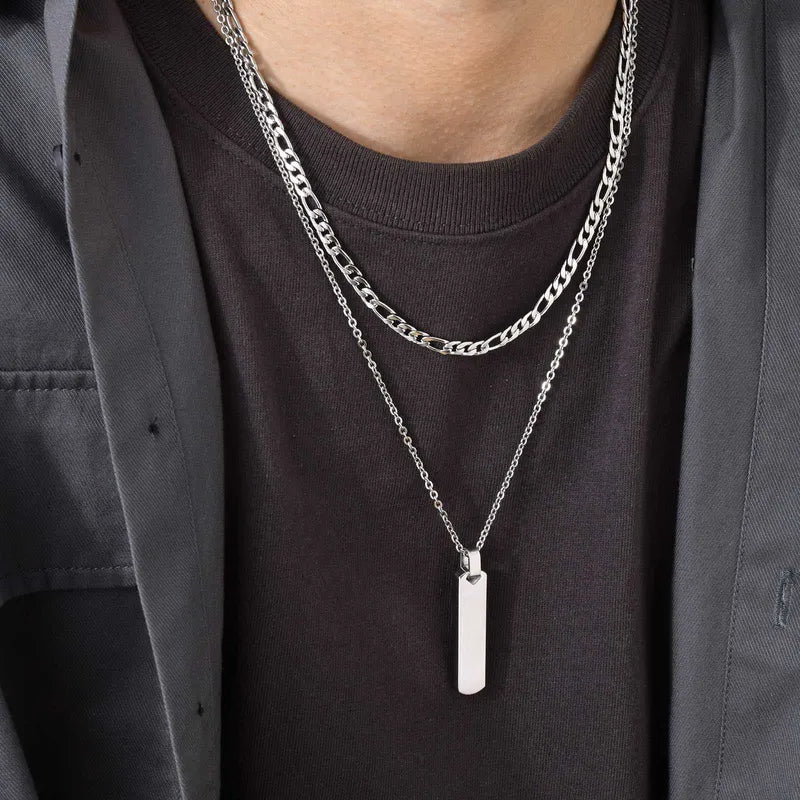 Men's Stainless Steel Layer Necklaces - Waterproof Cuban Chain Collar