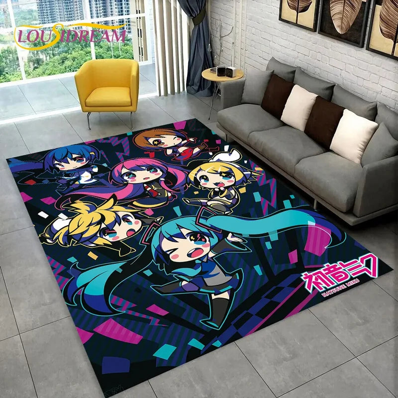 Kids Cartoon Miku Carpet Rug for Living Room Bedroom Non-slip Floor Mat