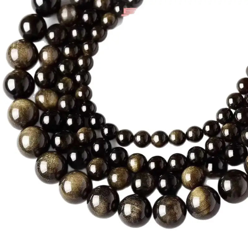 Natural Stone Golden Obsidian Beads for Jewelry Making – Round Spacer Stones 4-14mm