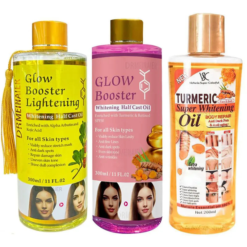 Brightening Skin & Body Massage Oil with Kojic Acid - 300ml Glow Booster Serum