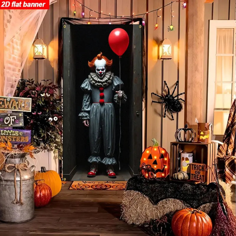 Horror Movie Themed Door Curtain Banner and Balloon Arch Decoration - Party Supplies