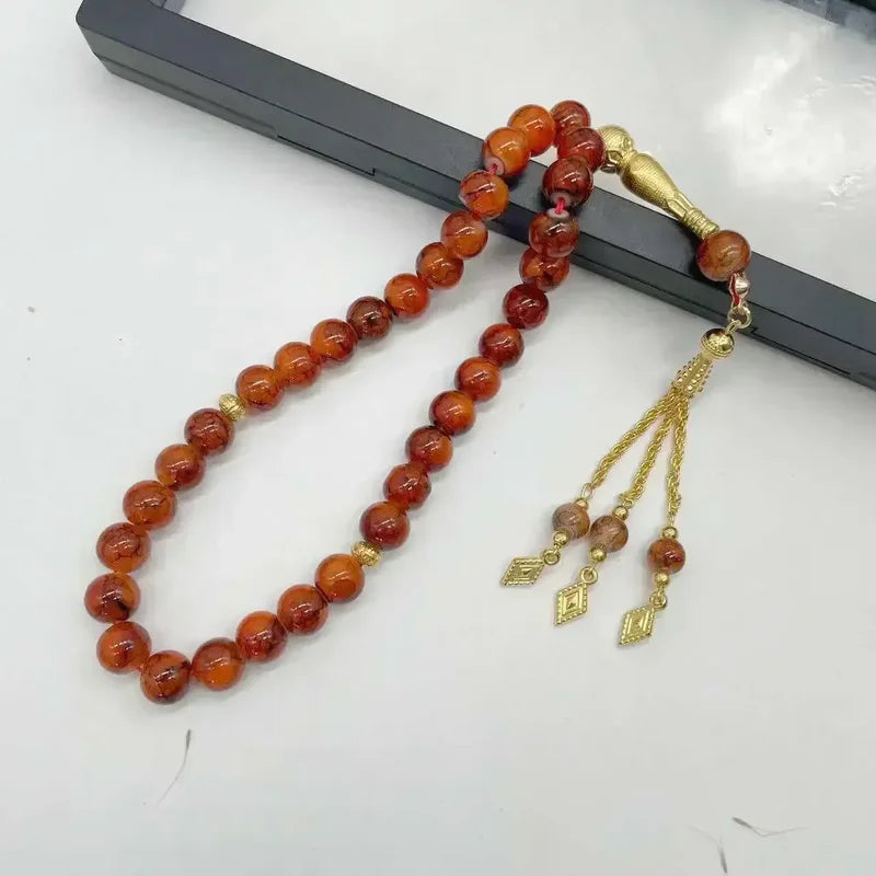 Glass Tassel Prayer Beads Bracelet 10mm Islamic Rosary Jewelry for Women