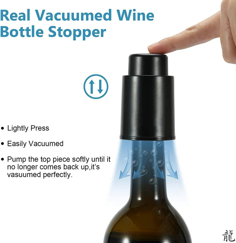 Reusable Vacuum Wine Bottle Stoppers with Date Record - Keep Wine Fresh