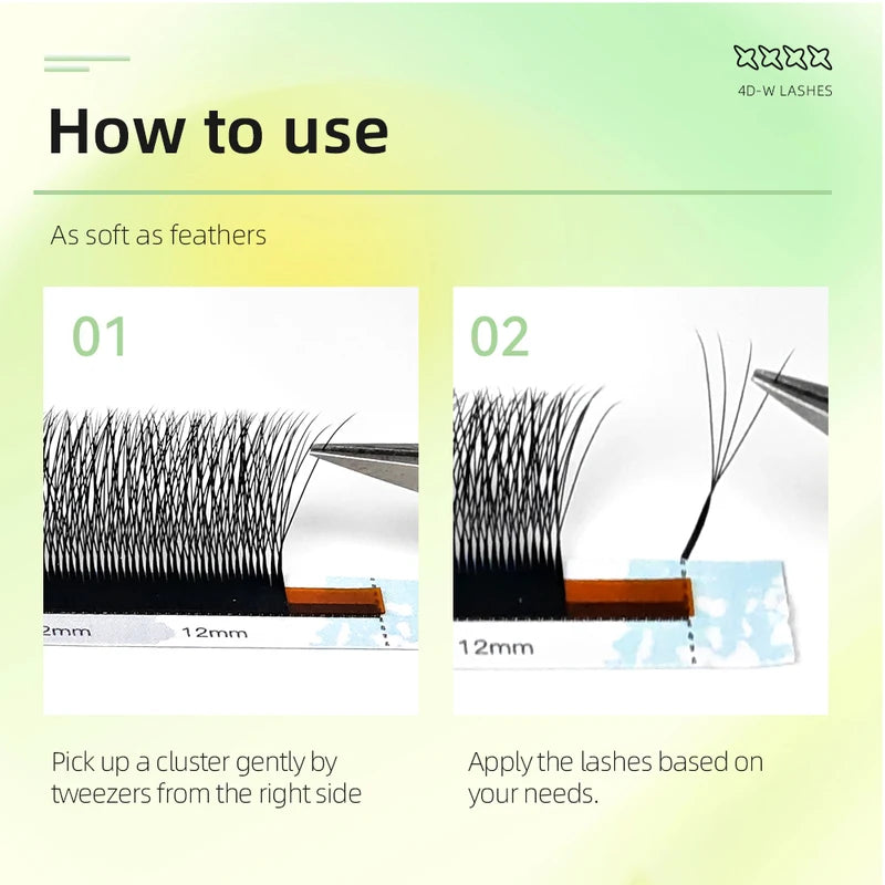 Premade 4D-W Eyelash Extension Fans - Smaller Spacing, Natural-Looking Lashes