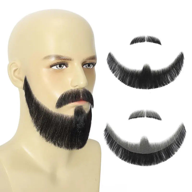 Realistic Full Beard with Human Hair for Costumes and Cosplay - Large Size