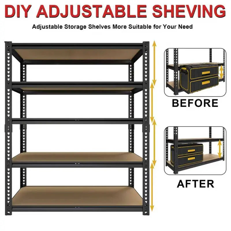 3050 LB Heavy Duty Metal Storage Racks - 40-Inch Garage Shelving System with Adjustable Height, Tool-Free Assembly