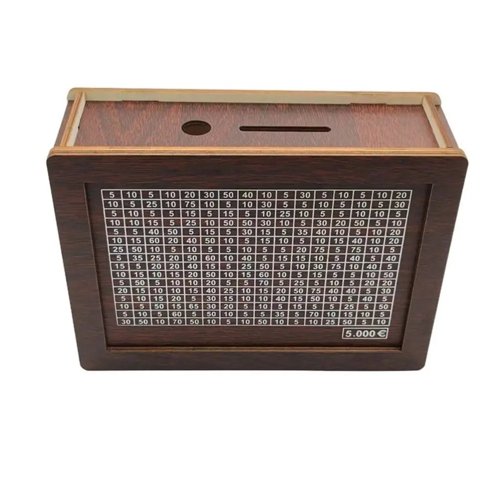 Wooden Piggy Bank Money Box with Coin & Note Slots for Savings, Reusable Vault