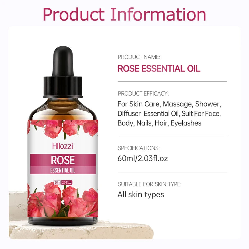 Rose Essential Oil for Skin Care Aromatherapy Massage Oil 30ml 60ml 100ml
