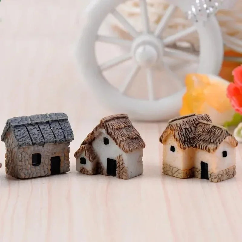 Mini Resin House Statue for Dollhouse, Fairy Garden, Bonsai & Succulent Decor