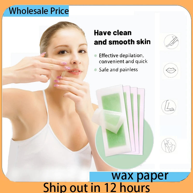 Facial Hair Removal Wax Strips Kit 10 Double Sides Painless & Quick