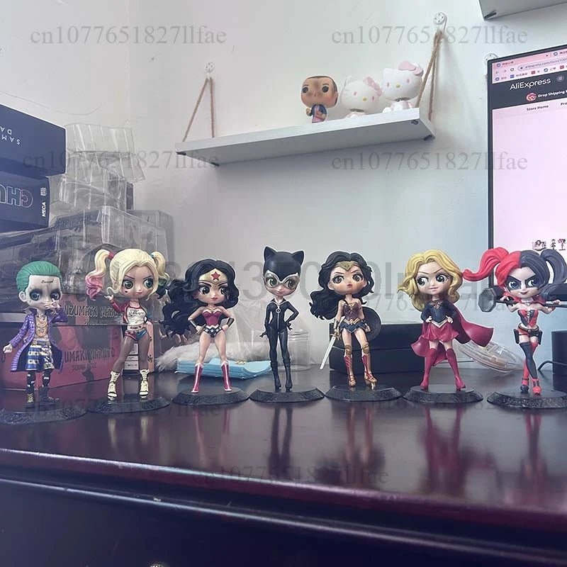 Action Figure Toys Set - Harley Quinn Joker Cat Wonder Woman Doll Gift for Children