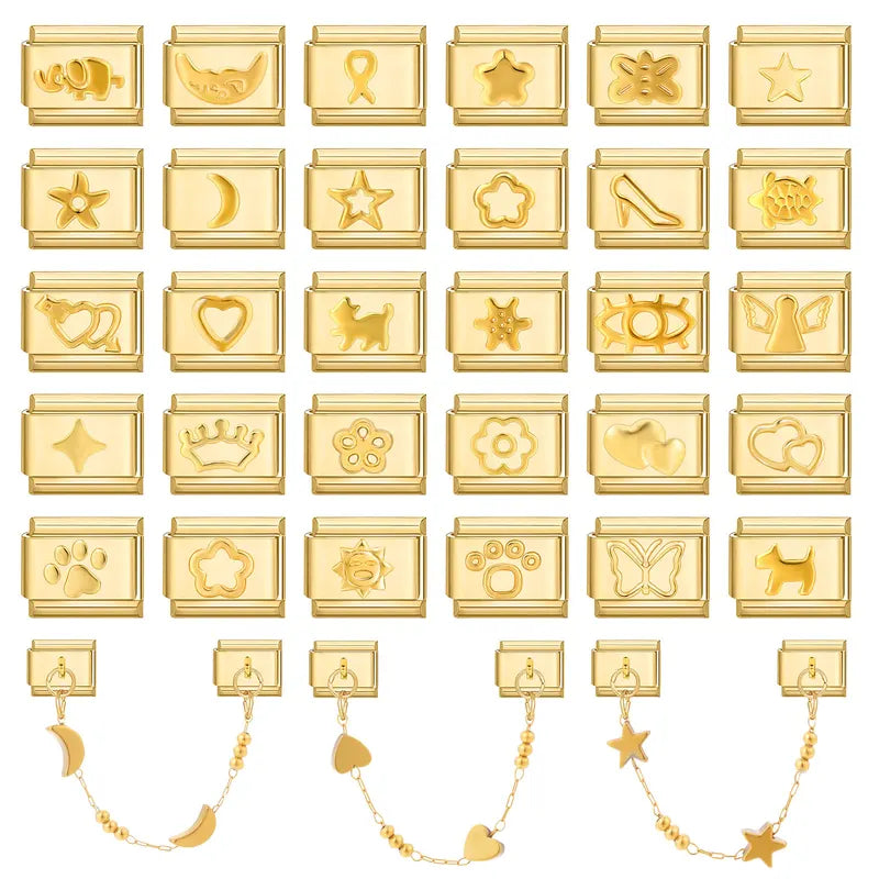 Modular Charm Bracelet Links for DIY Jewelry Making - Stainless Steel, 9mm Fit